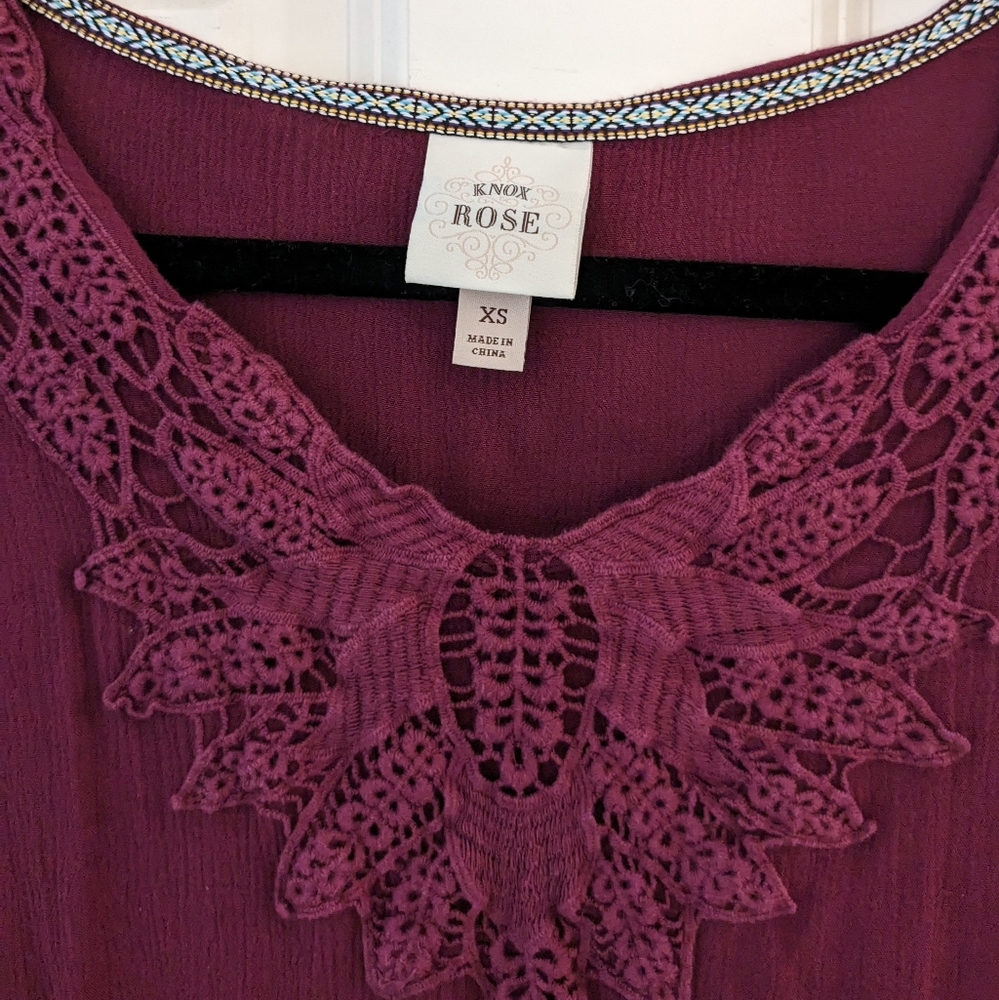 Knox Rose Boho Lace Detail Top